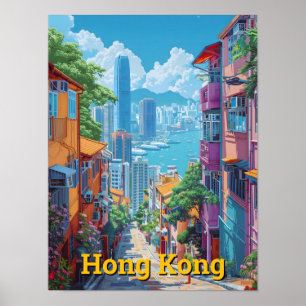Hong Kong China Art Vintage Poster