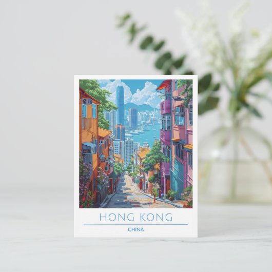 Hong Kong China Art Vintage Postkarte (Stehend Vorderseite)