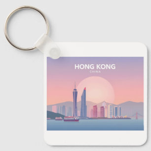 Hong Kong China Pastel Travel Design Schlüsselanhänger