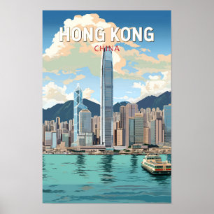 Hong Kong China Reisen Vintag Poster