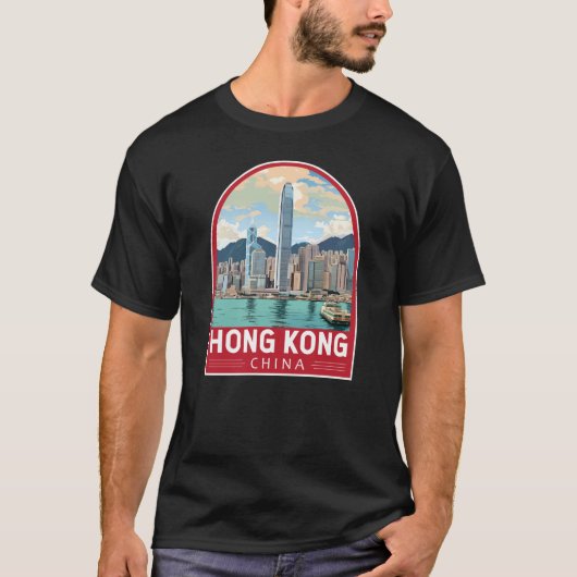 Hong Kong China Travel Art Vintage T-Shirt (Vorderseite)