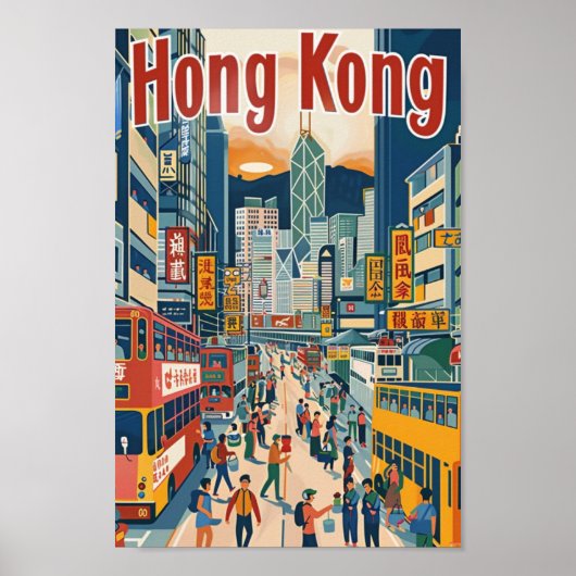 Hong Kong China Vintag Berühmter Reiseort Poster (Vorne)