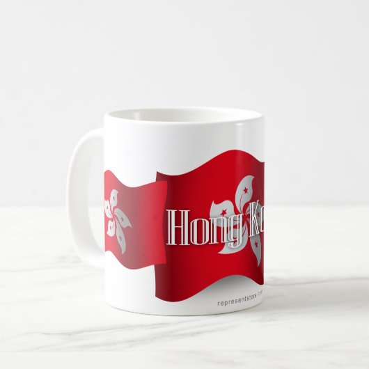 Hong Kong, das Flagge wellenartig bewegt Kaffeetasse (Vorderseite Links)