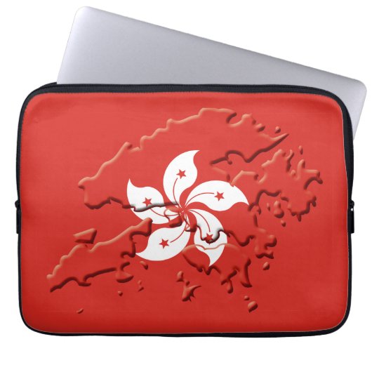 HONG KONG Flag Map Patriotic Computer Laptopschutzhülle (Vorderseite)