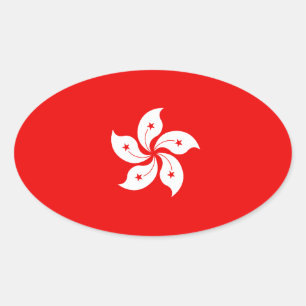 Hong Kong Flag White Orchid Symbol Ovaler Aufkleber