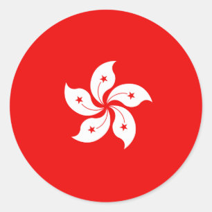 Hong Kong Flag White Orchid Symbol Runder Aufkleber