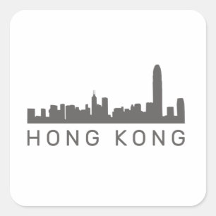 Hong Kong Geschenk HK Skyline Geschenk Quadratischer Aufkleber