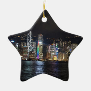 Hong Kong-Hafen nachts Keramikornament