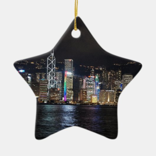 Hong Kong-Hafen nachts Keramikornament (Vorne)