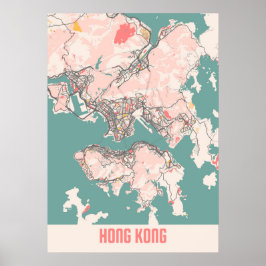 Hong Kong - Hong Kong Chalk City Map Poster
