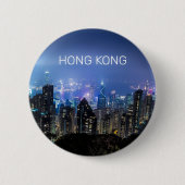 Hong Kong Island Skyline Panorama Night Souvenir Button (Vorderseite)