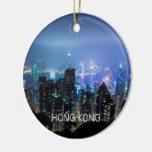 Hong Kong Island Skyline Panorama Night Souvenir Keramik Ornament (Links)