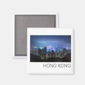 Hong Kong Island Skyline Panorama Night Souvenir Magnet (Vorderseite/Rückseite)