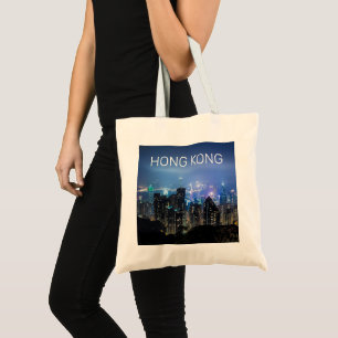 Hong Kong Island Skyline Panorama Night Souvenir Tragetasche