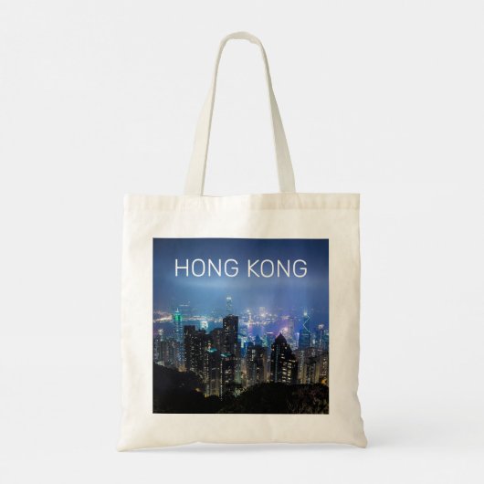 Hong Kong Island Skyline Panorama Night Souvenir Tragetasche (Rückseite)