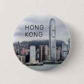 Hong Kong Island Skyline Retro City Vintag Button (Vorderseite)