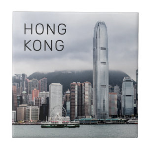 Hong Kong Island Skyline Retro City Vintag Fliese