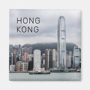 Hong Kong Island Skyline Retro City Vintag Magnet