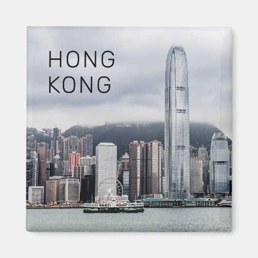Hong Kong Island Skyline Retro City Vintag Magnet (Vorne)