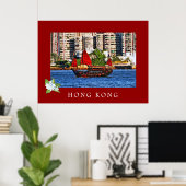 Hong Kong Junk Boat Travel Poster (Heimbüro)