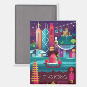 Hong Kong Kühlschrank Magnet (Vorderseite/Rückseite)