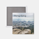 Hong Kong Lion Rock Hill Skyline Panorama Souvenir Magnet (Vorderseite/Rückseite)