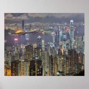 Hong Kong-Nachtdruck Poster