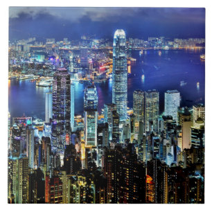 Hong Kong-NachtSkyline Fliese