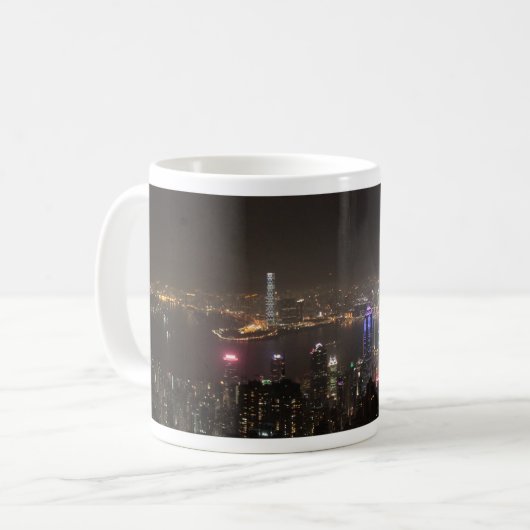 Hong Kong-NachtSkyline Kaffeetasse (Vorderseite Links)