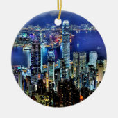 Hong Kong-NachtSkyline Keramikornament (Vorne)