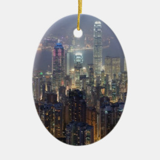 Hong Kong-NachtSkyline von Victoria-Spitze Keramik Ornament