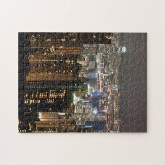 Hong Kong-NachtSkyline von Victoria-Spitze Puzzle (Horizontal)