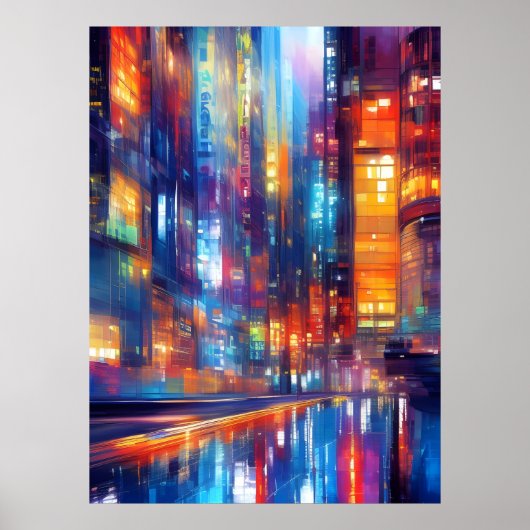 Hong Kong Neon Lights Colorful City Poster (Vorne)