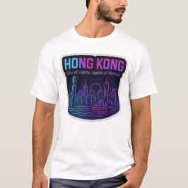 Hong Kong Neon Skyline – City of Lights Art T-Shirt