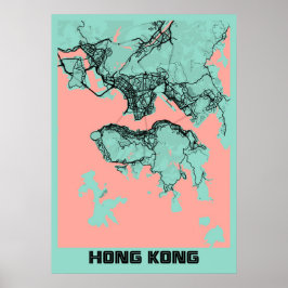Hong Kong Peony City Map Poster