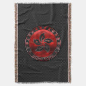 Hong Kong Ruby Medallion auf Carbon Fibre Print Decke (Vorderseite Vertikal)