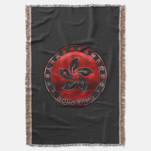 Hong Kong Ruby Medallion auf Carbon Fibre Print Decke (Vorderseite Vertikal)