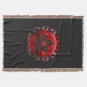 Hong Kong Ruby Medallion auf Carbon Fibre Print Decke (Vorderseite)