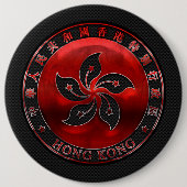 Hong Kong Ruby Orchid Inlay auf Carbon Fibre Print Button (Vorderseite)