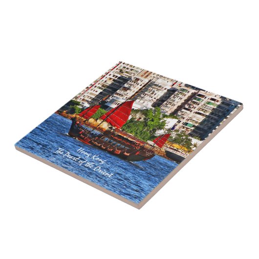 Hong Kong Sampan die Perle des Orientes Fliese (Seite)