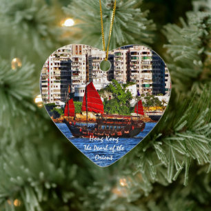 Hong Kong Sampan die Perle des Orientes Keramik Ornament