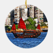 Hong Kong Sampan die Perle des Orientes Keramikornament (Hinten)