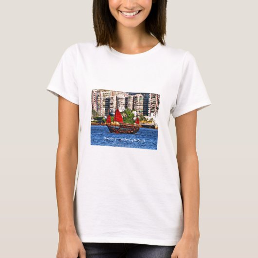 Hong Kong Sampan die Perle des Orientes T-Shirt (Vorderseite)