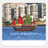 Hong Kong Sampan Die Perle des Orients Quadratischer Aufkleber (Vorderseite)
