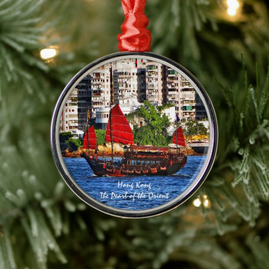 Hong Kong Sampan Die Perle des Orients Silbernes Ornament (Baum)