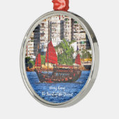 Hong Kong Sampan Die Perle des Orients Silbernes Ornament (Links)