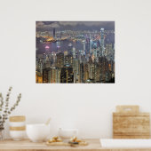 Hong Kong Skyline bei Night Poster (Küche)