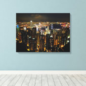 Hong Kong Skyline Canvas Print Leinwanddruck (Insitu (Holzboden))