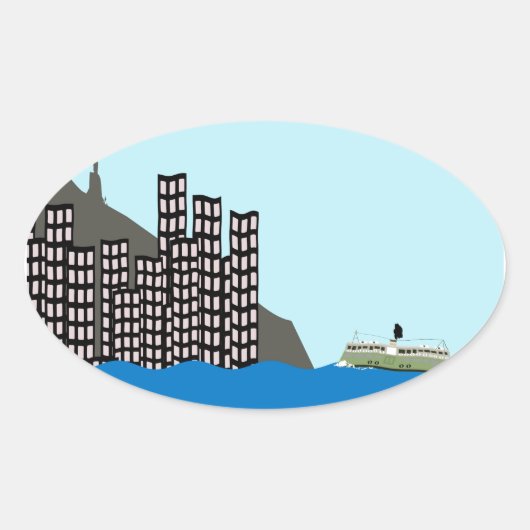 Hong Kong Skyline Ovaler Aufkleber (Vorderseite)