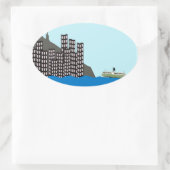 Hong Kong Skyline Ovaler Aufkleber (Tasche)